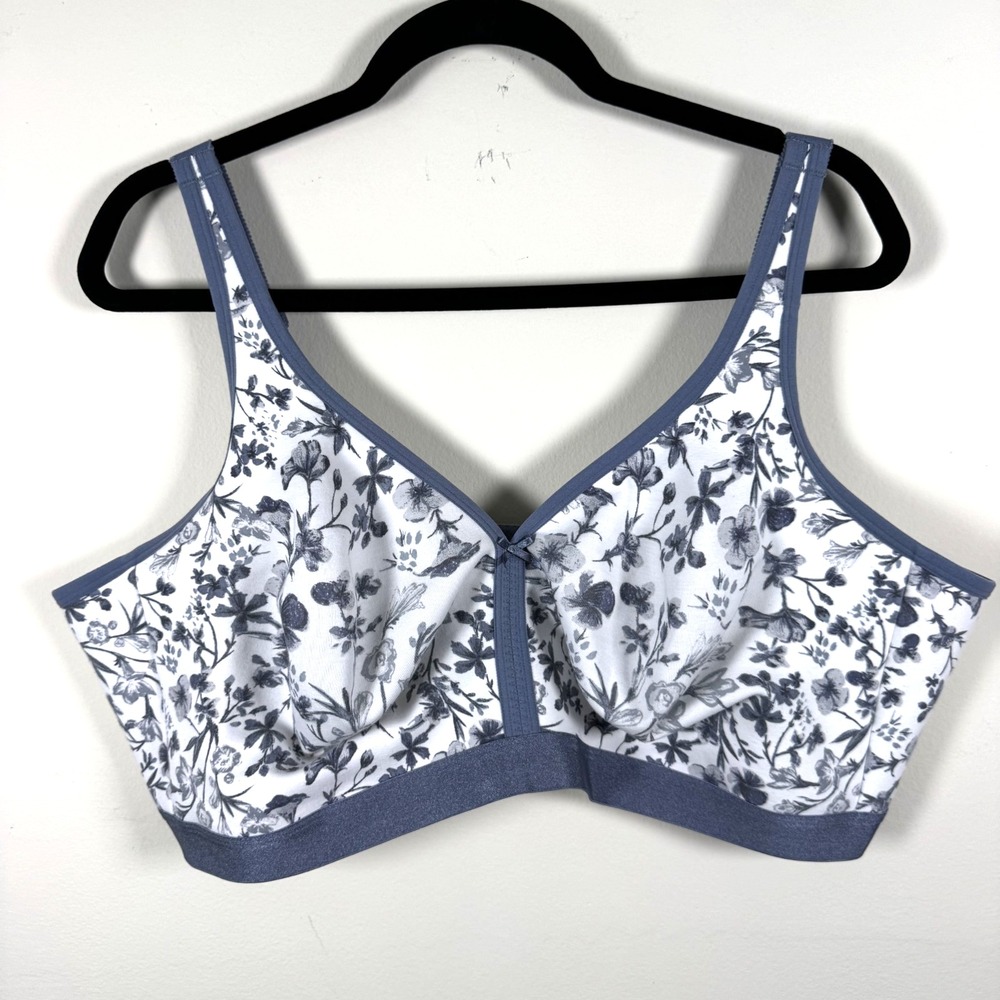 Cacique Floral Bra 48DDD Lane Bryant Unlined Full Coverage Wireless